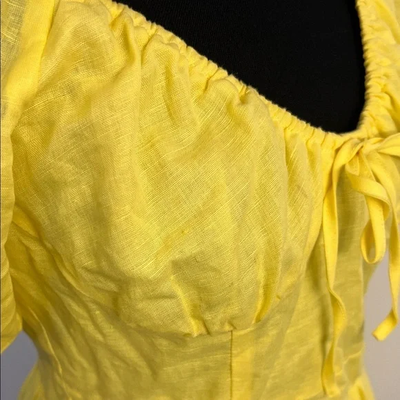 NWT Chelsea & Violet Linen Cotton Blend Puff Sleeve Tie V-Neck A-Line - Picture 8 of 15